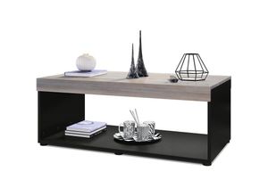 4058905000423 - Couchtisch Wohnzimmertisch Sofatisch Beistelltisch Pure in Schwarz - Tischplatte und Blenden in Eiche Nordic - Tischplatte und Blenden in Eiche