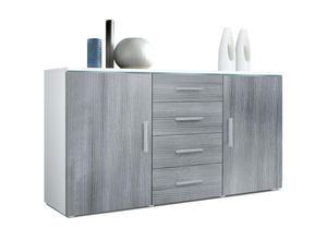 4058905003103 - Sideboard Kommode Highboard Anrichte Faro V1 Weiß matt - Hochglanz - Front in Avola-Anthrazit - Front in Avola-Anthrazit - Vladon