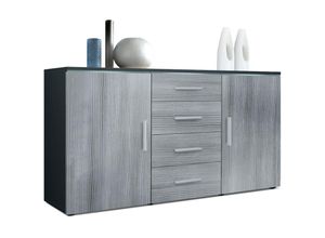 4058905003219 - Sideboard Kommode Highboard Anrichte Faro V1 Schwarz matt - Hochglanz - Front in Avola-Anthrazit - Front in Avola-Anthrazit - Vladon