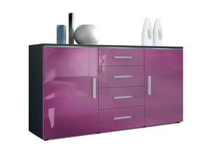 4058905003233 - Sideboard Kommode Highboard Anrichte Faro V1 Schwarz matt - Hochglanz - Front in Brombeer Hochglanz - Front in Brombeer Hochglanz - Vladon