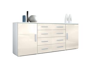 4058905003325 - Sideboard Kommode Highboard Anrichte Faro V2 Weiß matt - Hochglanz - Front in Creme Hochglanz - Front in Creme Hochglanz - Vladon