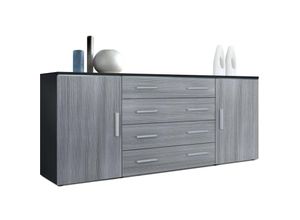 4058905003448 - Sideboard Kommode Highboard Anrichte Faro V2 Schwarz matt - Hochglanz - Front in Avola-Anthrazit - Front in Avola-Anthrazit - Vladon