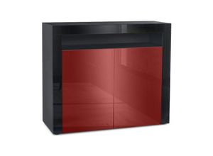 4058905005596 - Kommode Sideboard Anrichte Schrank Valencia in Schwarz - Hochglanz und Naturtöne - Bordeaux Hochglanz   Schwarz Hochglanz - Bordeaux Hochglanz  