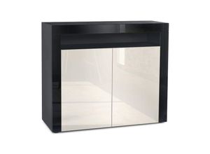 4058905005602 - Kommode Sideboard Anrichte Schrank Valencia in Schwarz - Hochglanz und Naturtöne - Creme Hochglanz   Schwarz Hochglanz - Creme Hochglanz   Schwarz