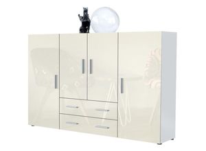 4058905006173 - Highboard Sideboard Kommode Schrank Möbel Anrichte Nora in Weiß Hochglanz - Front in Creme Hochglanz - Front in Creme Hochglanz - Vladon