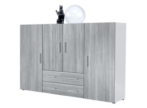 4058905006203 - Highboard Sideboard Kommode Schrank Möbel Anrichte Nora in Weiß Hochglanz - Front in Avola-Anthrazit - Front in Avola-Anthrazit - Vladon