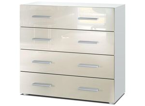 4058905009969 - Kommode Schrank Anrichte Sideboard Pavos in Weiß - Hochglanz & Naturtöne - Creme Hochglanz - Creme Hochglanz - Vladon