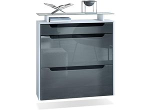 4058905013768 - Schuhschrank Schuhkipper Schuh Regal Hänge Flur Schrank Annie Weiß Hochglanz - Grau Hochglanz   Schwarz Hochglanz - Grau Hochglanz   Schwarz