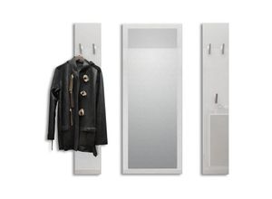 4058905017278 - Garderoben Set Paneel Wandgarderobe Wandhaken Spiegel Flur Möbel Spot Hochglanz - Weiß Hochglanz - Weiß Hochglanz - Vladon