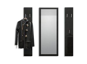 4058905017285 - Garderoben Set Paneel Wandgarderobe Wandhaken Spiegel Flur Möbel Spot Hochglanz - Schwarz Hochglanz - Schwarz Hochglanz - Vladon