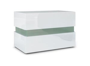4058905018633 - Nachttisch Nachtkonsole Nachtschrank Flow in Weiß oder Schwarz Hochglanz - Weiß Korpus Hochglanz ohne led Beleuchtung - Weiß Korpus Hochglanz ohne