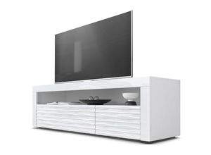 4058905025075 - Sideboard tv Board Kommode Schrank Lowboard Valencia in Weiß mit 3D Fronten - Fronten in Weiß Hochglanz Harmony mit 3D Struktur tv Board - Fronten in