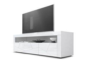 4058905025105 - Sideboard tv Board Kommode Schrank Lowboard Valencia in Weiß mit 3D Fronten - Fronten in Weiß Hochglanz Element mit 3D Struktur tv Board - Fronten in