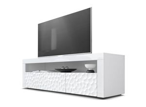 4058905025112 - Sideboard tv Board Kommode Schrank Lowboard Valencia in Weiß mit 3D Fronten - Fronten in Weiß Hochglanz Calypso mit 3D Struktur tv Board - Fronten in