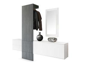 4058905025204 - Garderobenset Flur Garderobe Diele Carlton Set 1 in Weiß - Hochglanz & Naturtöne - Paneel in Avola-Anthrazit - Paneel in Avola-Anthrazit - Vladon 4058905025204 - Garderobenset Flur Garderobe Diele Carlton Set 1 in Weiß - Hochglanz & Naturtöne - Paneel in Avola-Anthrazit - Paneel in Avola-Anthrazit - Vladon