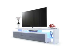4058905026171 - Tv Lowboard Board Schrank Tisch Möbel led Leon V3 Weiß matt Hochglanz Naturtöne - Grau Hochglanz   Weiß Hochglanz - Grau Hochglanz   Weiß Hochglanz