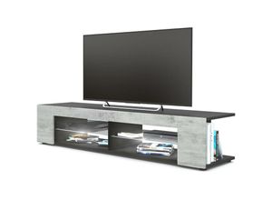 4058905035340 - Tv Lowboard Board Schrank Fernsehtisch Movie in Schwarz - Hochglanz & Naturtöne - Front in Beton Oxid Optik mit led in Weiß - Front in Beton Oxid 4058905035340 - Tv Lowboard Board Schrank Fernsehtisch Movie in Schwarz - Hochglanz & Naturtöne - Front in Beton Oxid Optik mit led in Weiß - Front in Beton Oxid