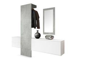 4058905035524 - Garderobe Garderobenset Flur Spiegel Paneele Carlton Set 1 in Beton Oxid Optik - - Vladon