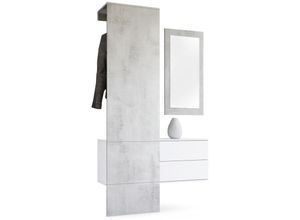 4058905035531 - Garderobe Garderobenset Flur Spiegel Paneele Carlton Set 2 in Beton Oxid Optik - - Vladon