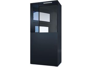 4058905037740 - Vitrine Standvitrine Hängevitrine Highboard Hochschrank Movie Schwarz - Absetzungen in Schwarz Hochglanz - Absetzungen in Schwarz Hochglanz