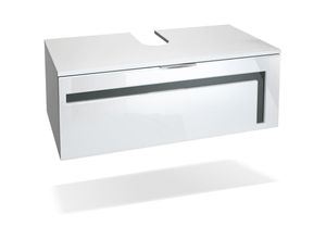 4058905038877 - Badezimmer Schrank Waschtisch Waschbecken Unterschrank Spiegel LED Aloha V2 Weiß - Absetzungen in Grau Hochglanz Unterschrank einzeln