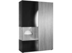 4058905047459 - Standvitrine Highboard Hochschrank Glas Morena Schwarz - Hochglanz & Naturtöne - Tür und Einsatz in Avola-Anthrazit ohne LED Beleuchtung - Tür