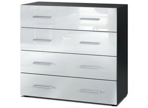 4058905051418 - Kommode Schrank Anrichte Sideboard Pavos in Schwarz - Hochglanz & Naturtöne - Weiß Hochglanz - Weiß Hochglanz - Vladon