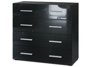 4058905051425 - Kommode Schrank Anrichte Sideboard Pavos in Schwarz - Hochglanz & Naturtöne - Schwarz Hochglanz - Schwarz Hochglanz