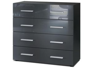 4058905051487 - Kommode Schrank Anrichte Sideboard Pavos in Schwarz - Hochglanz & Naturtöne - Grau Hochglanz - Grau Hochglanz - Vladon