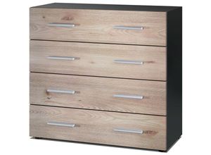 4058905051562 - Kommode Schrank Anrichte Sideboard Pavos in Schwarz - Hochglanz & Naturtöne - Eiche Nordic - Eiche Nordic - Vladon