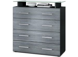 4058905051616 - Kommode Schrank Anrichte Sideboard Pavos V2 in Schwarz - Hochglanz & Naturtöne - Avola-Anthrazit - Avola-Anthrazit - Vladon