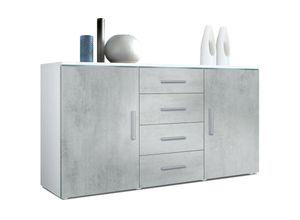 4058905073106 - Sideboard Kommode Highboard Anrichte Faro V1 Weiß matt - Hochglanz - Front in Beton Oxid Optik - Front in Beton Oxid Optik - Vladon