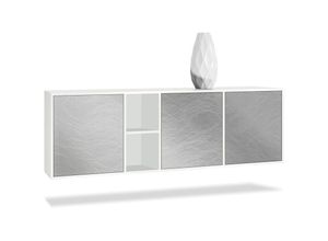4058905073465 - Sideboard Anrichte Kommode led Cuba in Weiß matt - Hochglanz & Naturtöne - Türen in Scratchy metal ohne led Beleuchtung - Türen in Scratchy metal 4058905073465 - Sideboard Anrichte Kommode led Cuba in Weiß matt - Hochglanz & Naturtöne - Türen in Scratchy metal ohne led Beleuchtung - Türen in Scratchy metal