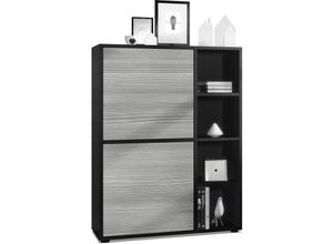 4058905077517 - - Highboard Sideboard Kommode Schrank Regal Cuba Schwarz Hochglanz & Naturtöne - Türen in Avola-Anthrazit ohne led Beleuchtung - Türen in