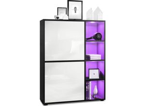 4058905078002 - Highboard Sideboard Kommode Schrank Regal Cuba Schwarz Hochglanz & Naturtöne - Türen in Weiß Hochglanz mit led Beleuchtung - Türen in Weiß Hochglanz 4058905078002 - Highboard Sideboard Kommode Schrank Regal Cuba Schwarz Hochglanz & Naturtöne - Türen in Weiß Hochglanz mit led Beleuchtung - Türen in Weiß Hochglanz