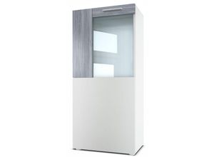 4058905183287 - Vitrine Standvitrine Hängevitrine Highboard Hochschrank Movie Weiß - Absetzungen in Avola-Anthrazit - Absetzungen in Avola-Anthrazit - Vladon