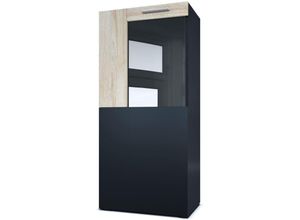 4058905183461 - Vitrine Standvitrine Hängevitrine Highboard Hochschrank Movie Schwarz - Absetzungen in Eiche-sägerau - Absetzungen in Eiche-sägerau - Vladon