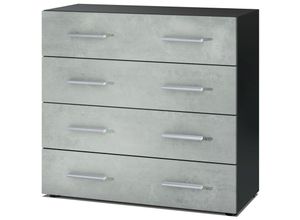 4058905237287 - Kommode Schrank Anrichte Sideboard Pavos in Schwarz - Hochglanz & Naturtöne - Beton Oxid Optik - Beton Oxid Optik - Vladon