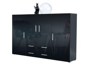 4058905249198 - Highboard Sideboard Kommode Anrichte Wohnzimmer Möbel Nora in Anthrazit matt - Türen in Schwarz Hochglanz - Türen in Schwarz Hochglanz - Vladon