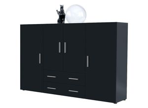 4058905249204 - Highboard Sideboard Kommode Anrichte Wohnzimmer Möbel Nora in Anthrazit matt - Türen in Schwarz matt - Türen in Schwarz matt - Vladon