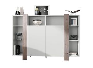 4058905250798 - - Highboard Kommode Anrichte Buffet Wohnzimmer Schrank Ida V2 in Weiß - Blenden in Eiche Nordic Ida Highboard V1 - Blenden in Eiche Nordic Ida