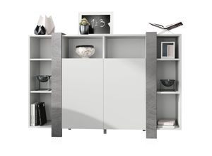 4058905250873 - Highboard Kommode Anrichte Buffet Wohnzimmer Schrank Ida V2 in Weiß - Blenden in Scratchy Metal Ida Highboard V1 - Blenden in Scratchy Metal Ida