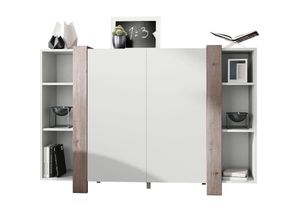 4058905251399 - - Highboard Kommode Anrichte Buffet Wohnzimmer Schrank Ida V2 in Weiß - Blenden in Eiche Nordic Ida Highboard V2 - Blenden in Eiche Nordic Ida