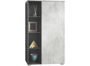 4058905260841 - Standvitrine Highboard Hochschrank Glas Davos Anthrazit - Hochglanz & Naturtöne - Beton Oxid Optik - Beton Oxid Optik - Vladon