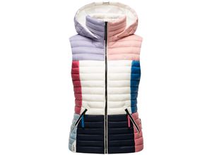 4059072316577 - NAVAHOO Damen Steppweste Ärmellose Weste im Colourblocking-Stil und Kapuze Shadaa Multikulti