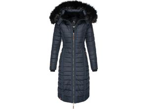 4059072320475 - NAVAHOO Damen Wintermantel langer Winter Steppmantel mit Kunstfellkapuze Umay