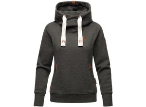 4059072341463 - NAVAHOO Damen Kapuzensweatshirt weicher Hoodie mit breiten Tunnelzugkordeln Namikaa