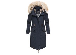 4059072344129 - NAVAHOO Damen Designer Langer Wintermantel Parka mit Kunstfell-Kapuze Kin-Joo