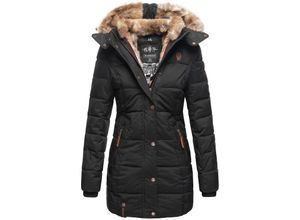 4059072414365 - MARIKOO Damen stylischer Wintermantel Steppmantel mit Kunstpelz-Kapuze Lieblings Jacke