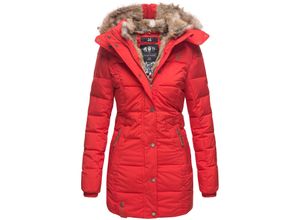 4059072414495 - MARIKOO Damen stylischer Wintermantel Steppmantel mit Kunstpelz-Kapuze Lieblings Jacke